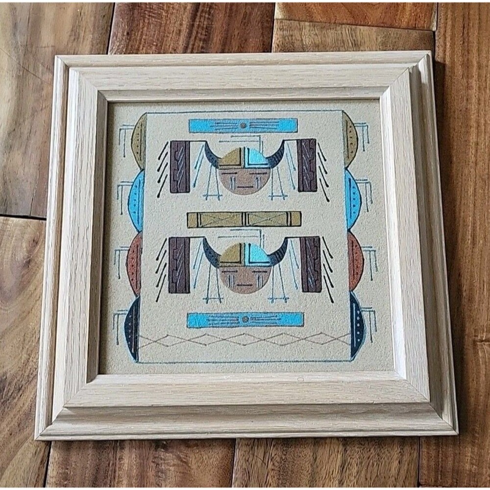 Authentic Navajo Sand Art Painting Native American 11” X 11” Rosie Manuelito